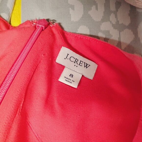 J. Crew Women's  Scalloped Linen Blend Shift Dress Guava Pink Size 8 - Picture 4 of 7